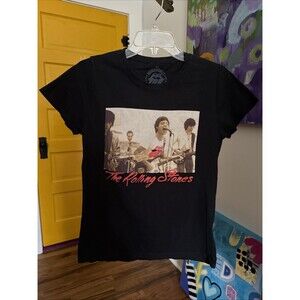 Black Fifty Years The Rolling Stones Womens T-shirt Large Band Photo